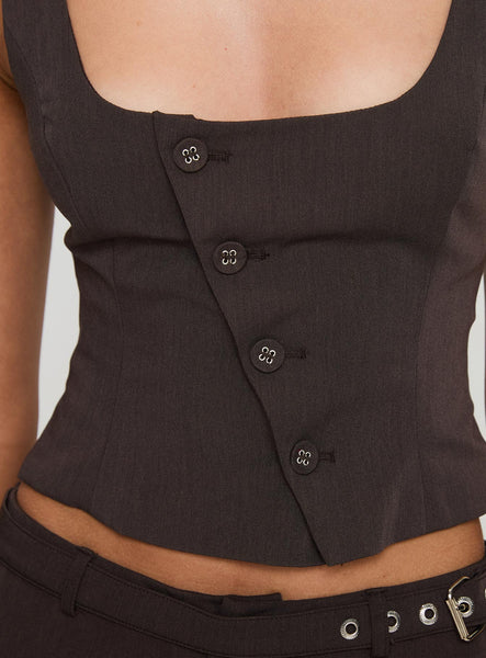 PRINCESS POLLY (BN) "Airi" waistcoat - Brown! 8