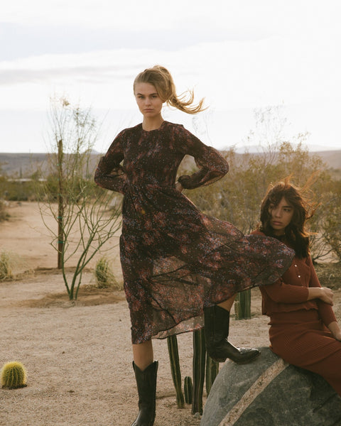 MINKPINK - Shirred Tahlia maxi dress - Galaxy floral! 12-14