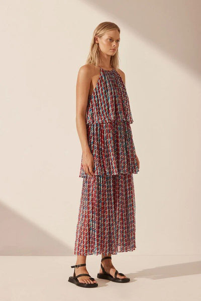 SHONA JOY (BN) "Maribel" halter tiered midi dress! 12