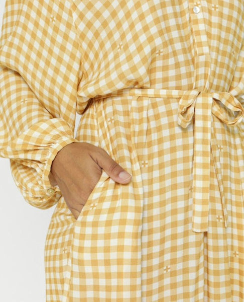 STELLA + GEMMA - Yellow gingham billow sleeve dress! 12