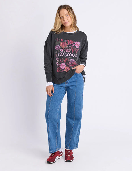 FOXWOOD (LN) Vintage posy jumper - Washed black! 12-16