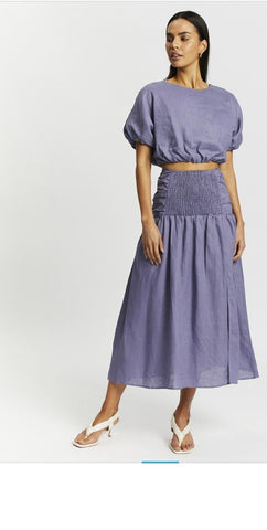 AERE (BN) Ruched linen midi skirt - Bluebell! 10