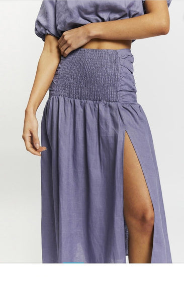 AERE (BN) Ruched linen midi skirt - Bluebell! 10