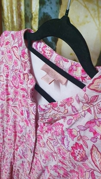 AUGUSTINE (LN) Pink floral maxi shirt dress! 16