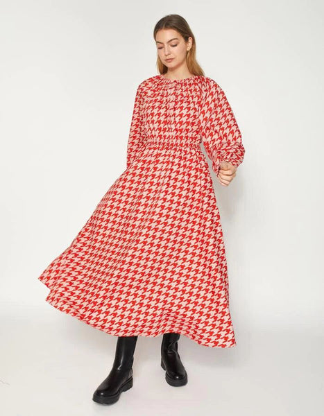 DEAR SUTTON - Alexis dress - Ruby houndstooth print! 14