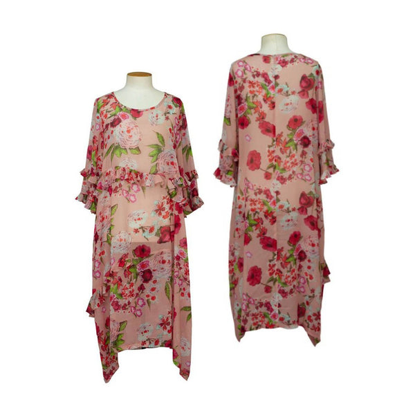 NIOVARA (NZ) Lolita pink floral midi dress! 12