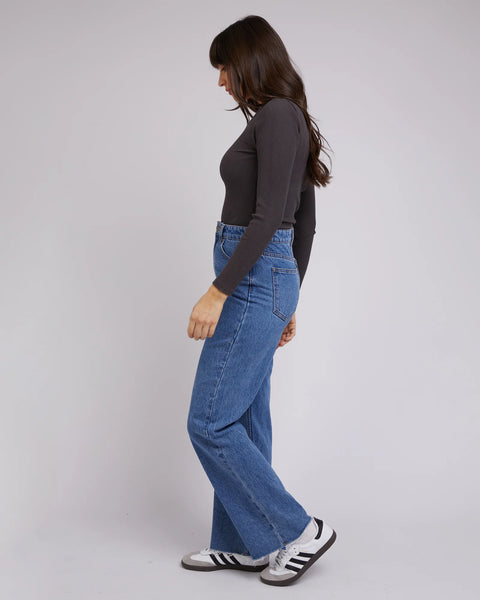 ALL ABOUT EVE - Rib knit L/S top - Washed black! 10