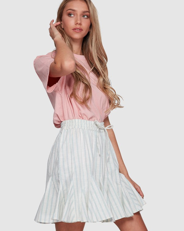 【ne Quittez pas】Rayon Stripe Frill Skirt