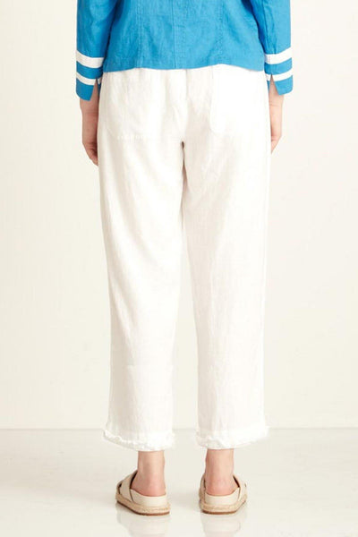 VERGE (LN) Ruffle capri linen 7/8th pant - White! 14