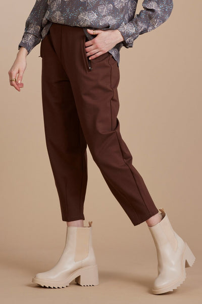 MADLY SWEETLY - Ponte knit barrel tulip pant - Chocolate! 14