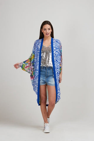 AUGUSTINE (LN) Stevie blue zebra kimono - Long! 8-16
