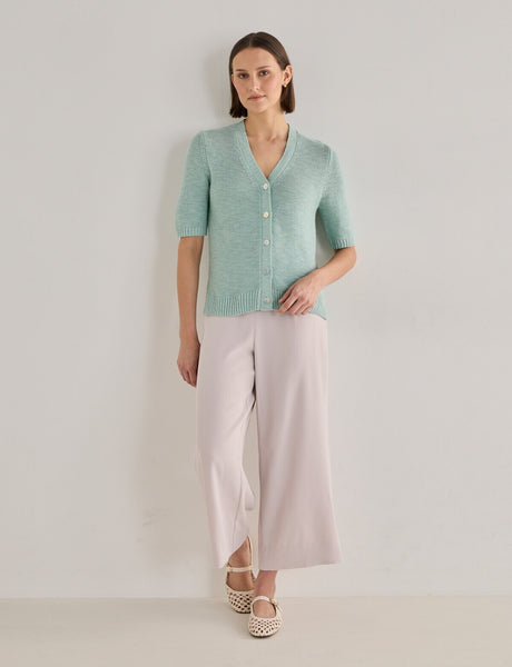 JIGSAW (LN) Briar linen blend S/S cardi - Eggshell! 18