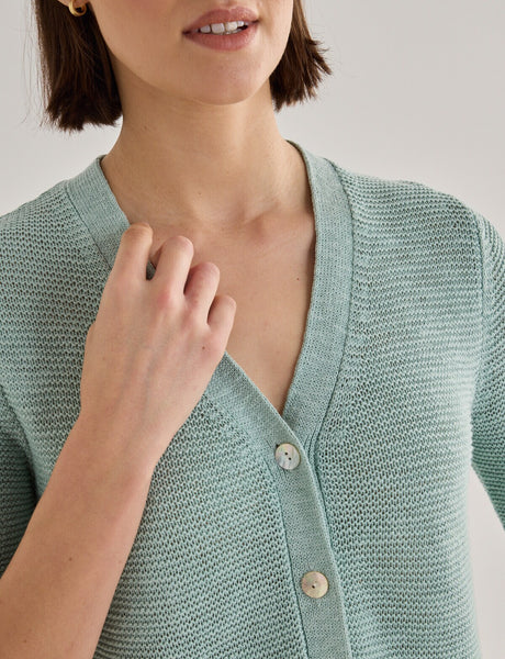 JIGSAW (LN) Briar linen blend S/S cardi - Eggshell! 18