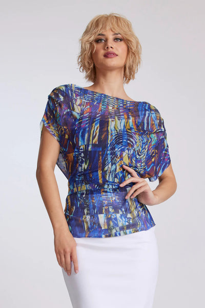 PAULA RYAN (BN) Mosaic mesh print cowl neck top! 14