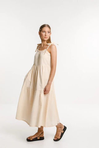 THING THING (BN) "Tie up ziggy" textured cotton dress - Vanilla! 16