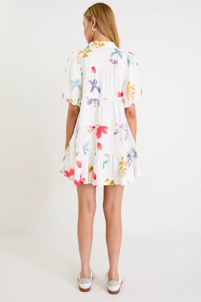 BY ROSA "Dahlia" cream poppy floral tiered shirt dress! 14