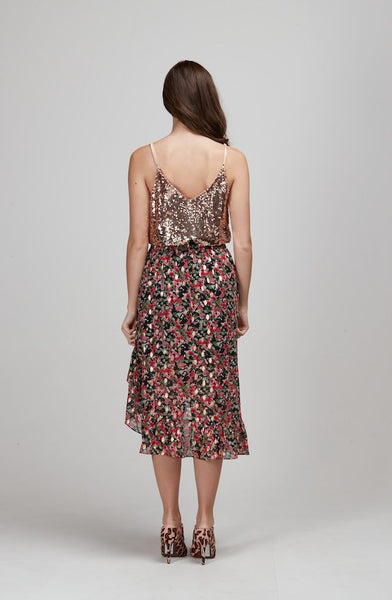 AUGUSTINE (LN) Flounce hem rose print Meeka skirt! 16