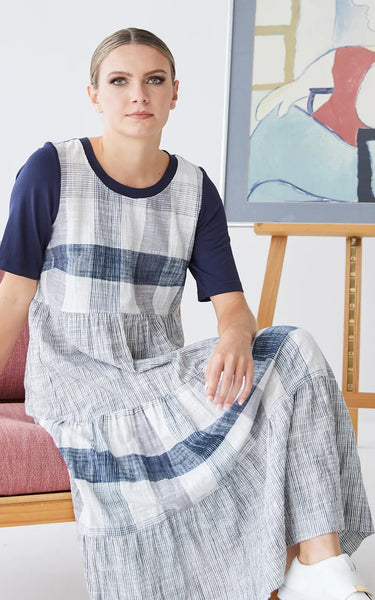 OBI (LN) NZ - Amalfi tier plaid dress - Ink! 16