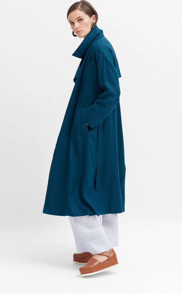 ELK (LN) Anneli french linen trench coat - Teal! 12-14