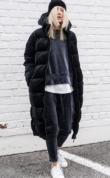 DECJUBA D-luxe - Velvet longline puffer coat! 10-12