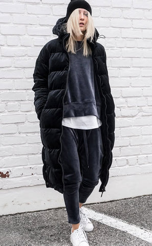 DECJUBA D-luxe - Velvet longline puffer coat! 10-12