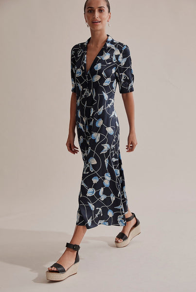 COUNTRY ROAD "Shell print" viscose satin midi dress! 14