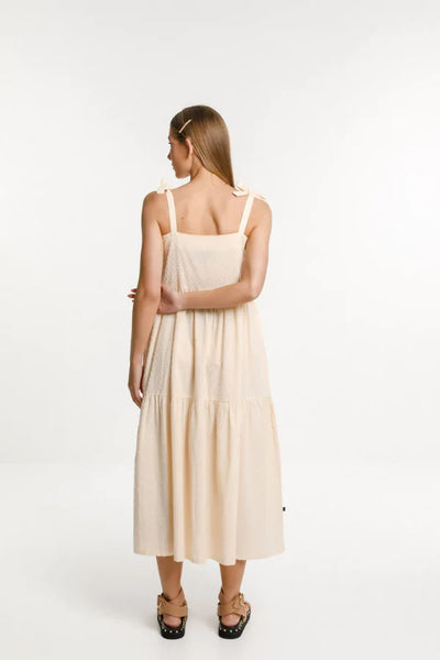 THING THING (BN) "Tie up ziggy" textured cotton dress - Vanilla! 16