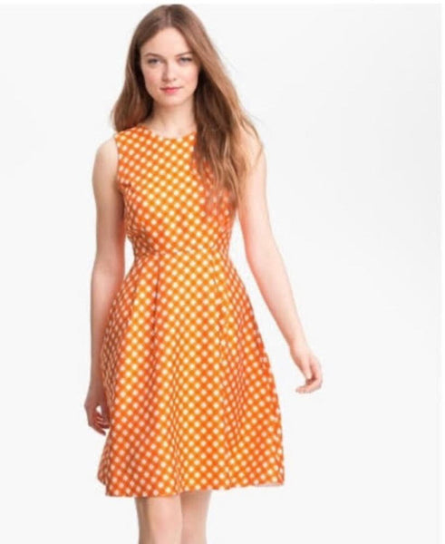 KATE SPADE - Orange gingham silk blend dress! 6