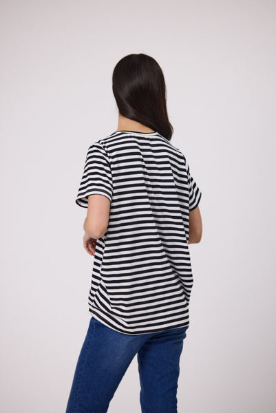 DUO (LN) Jay pleat  tee - black + white stripe! 16