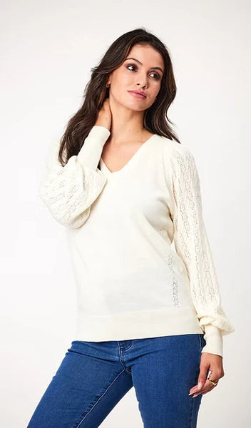NEWPORT - Nina pointelle sleeve merino jumper! 12