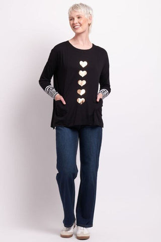 FOIL (LN) Gold foil heart print top! 14