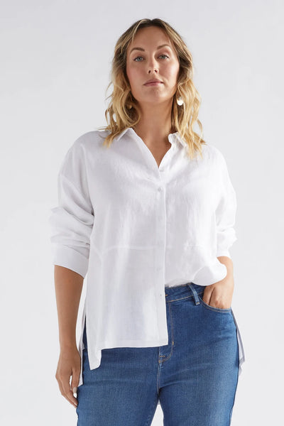 ELK - French linen pleat back Stilla shirt! 10-12