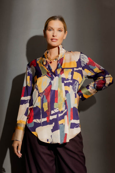 MOTTO - Floral abstract silky blogger shirt! 12