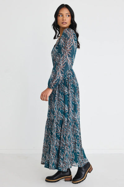 AMONG THE BRAVE "Aroha" forest leaves maxi dress! 12