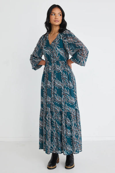 AMONG THE BRAVE "Aroha" forest leaves maxi dress! 12