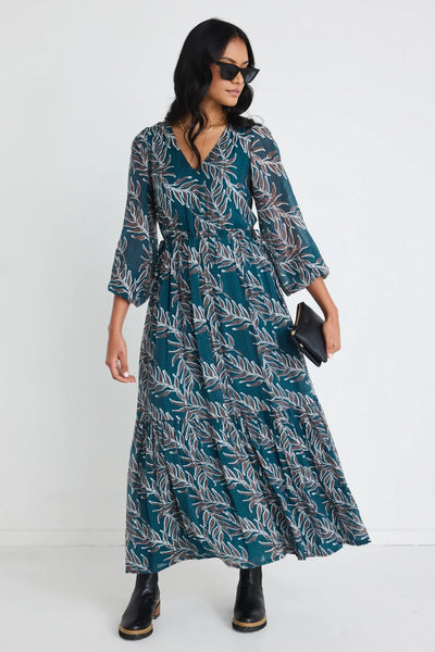 AMONG THE BRAVE "Aroha" forest leaves maxi dress! 12