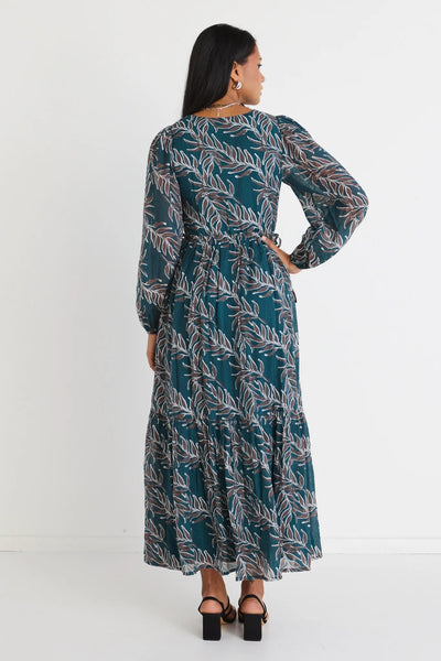 AMONG THE BRAVE "Aroha" forest leaves maxi dress! 12