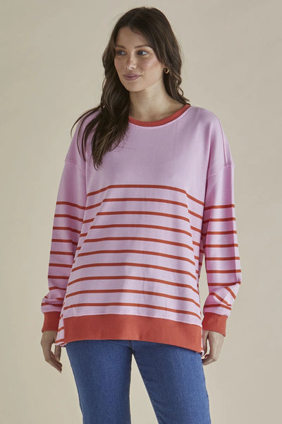 BETTY BASICS (LN) Easy crew sweat - Pink/orange ! 10-12