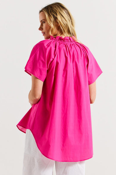 BETTY BASICS (LN) Caspian cotton shirt - Pink/red! 18