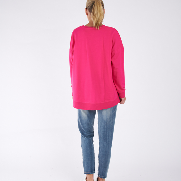 BETTY BASICS (LN) "Love" print sweat - Cerise! 12-14
