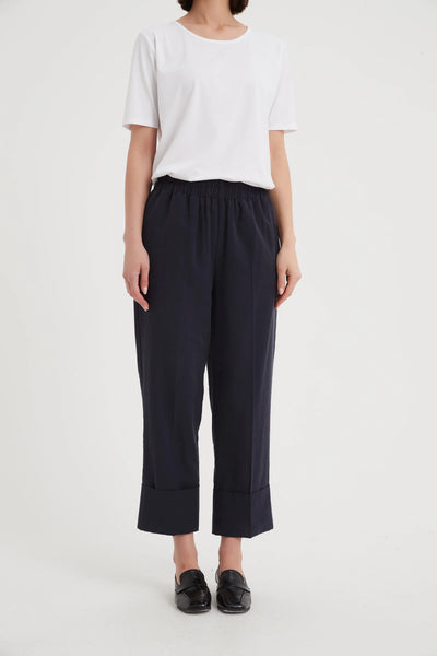 TIRELLI (LN) Deep cuff wide leg pants + pockets - Navy! 18