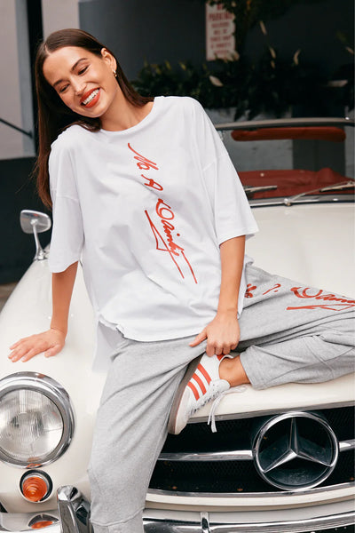 M.A Dainty (LN) Branded Peony tee - White