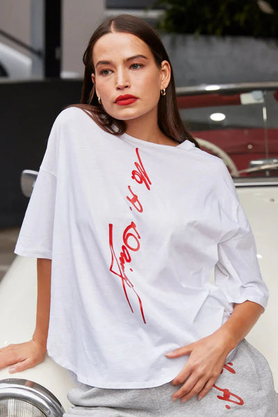 M.A Dainty (LN) Branded Peony tee - White