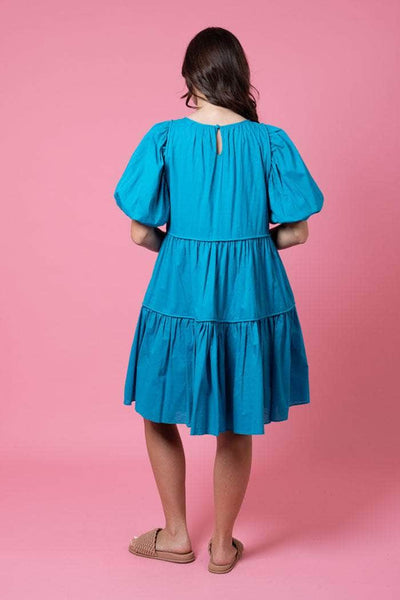 CHARLO (LN) "Brittany" cotton tiered dress - Turquoise! 16