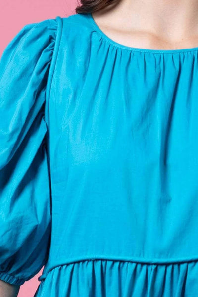 CHARLO (LN) "Brittany" cotton tiered dress - Turquoise! 16
