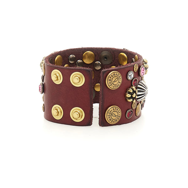CAMPOMAGGI "Afrodite" leather studded + rhinestone bracelet!