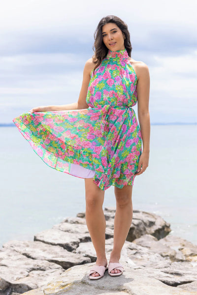 CHARLO (BN) Green floral halter neck "Shore" dress! 12