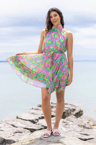 CHARLO (BN) Green floral halter neck "Shore" dress! 12