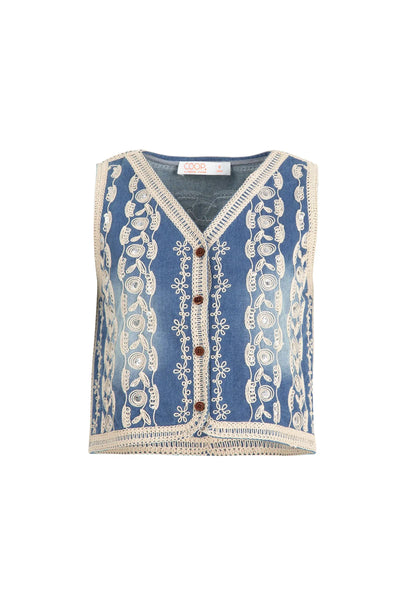 COOP (LN) "Vest coat vibes" embroidered denim! 12-14