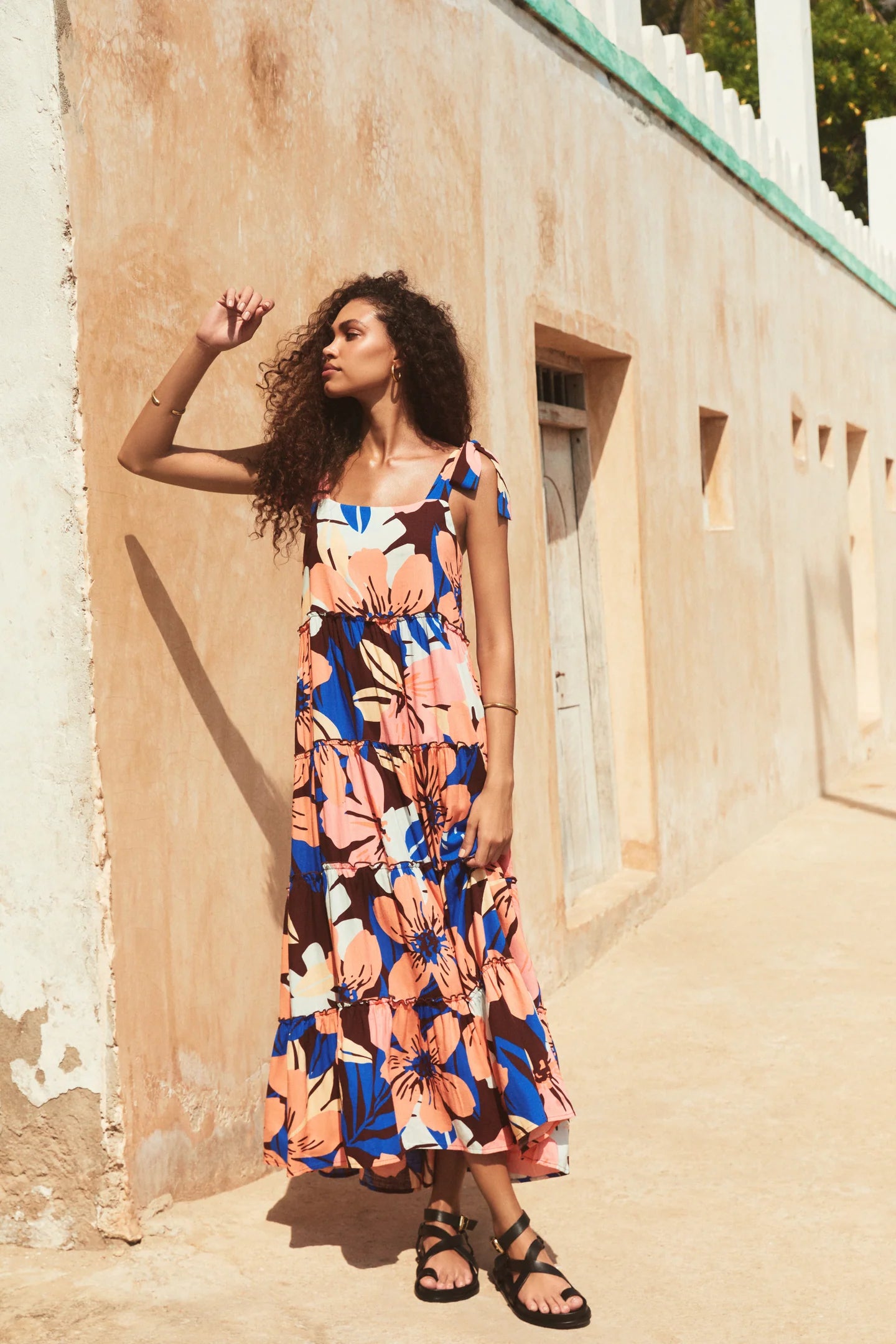 Hawaiian floral maxi dress outlet